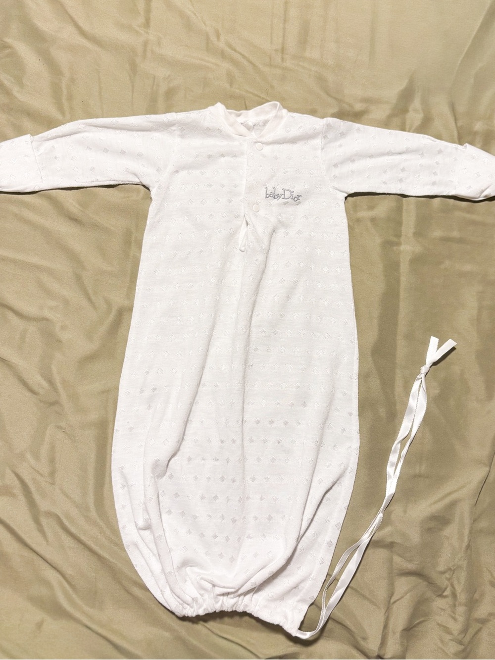 Vintage Baby Dior Diamond Nightgown w Original Drawstring - No Stains!